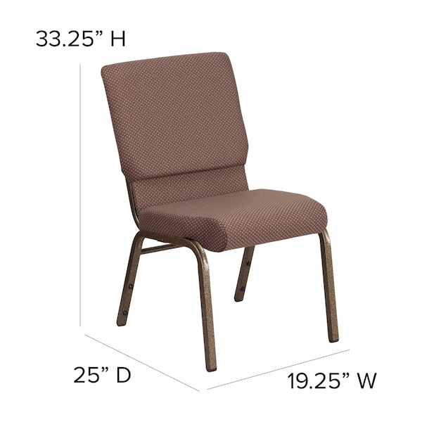 Flash Furniture Hercules Church Chair, Brown Back, 19-1/4 in W 25" L 33-1/4" H, Fabric Seat - FD-CH02185-GV-BNDOT-GG