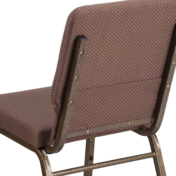 Flash Furniture Hercules Church Chair, Brown Back, 19-1/4 in W 25" L 33-1/4" H, Fabric Seat - FD-CH02185-GV-BNDOT-GG