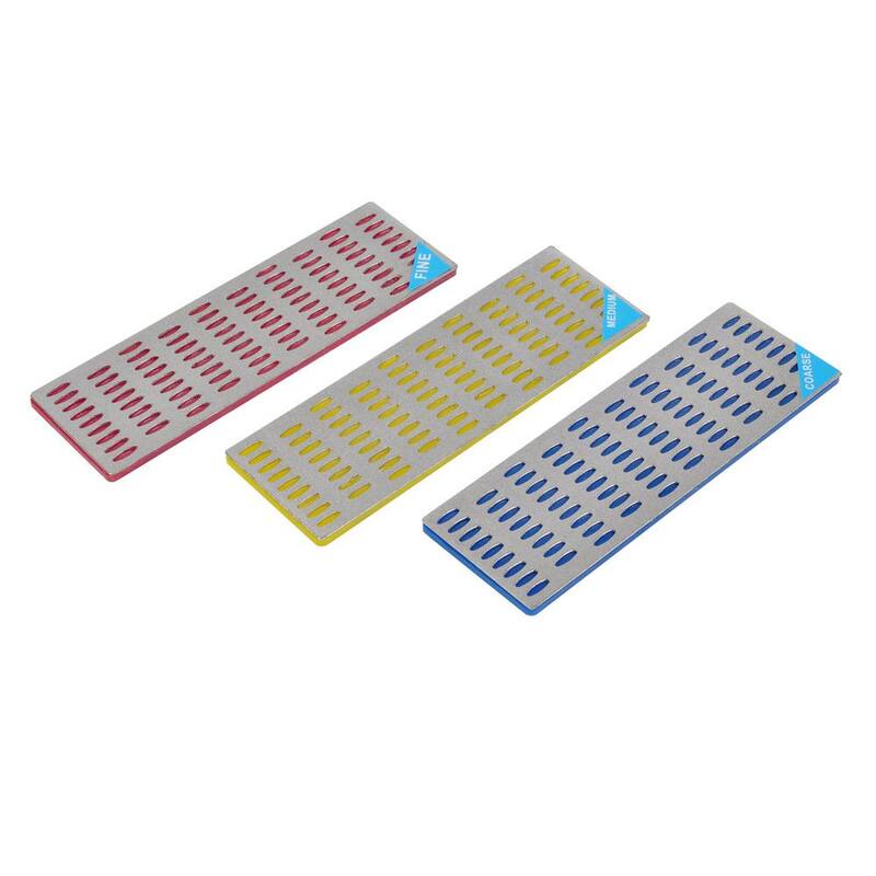 KING 450-Grit Red, 300-Grit Yellow and 150-Grit Blue Diamond Sharpening Bench Stone Set (3-Pieces) - 0325-0