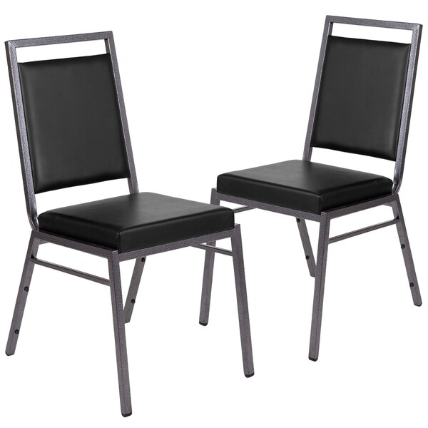 Flash Furniture Black Vinyl Banquet Chair, PK2 - 2-FD-LUX-SIL-BK-V-GG