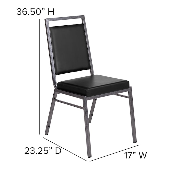 Flash Furniture Black Vinyl Banquet Chair, PK2 - 2-FD-LUX-SIL-BK-V-GG