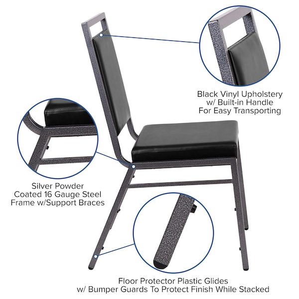Flash Furniture Black Vinyl Banquet Chair, PK2 - 2-FD-LUX-SIL-BK-V-GG
