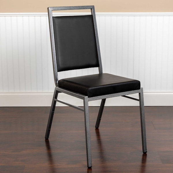 Flash Furniture Black Vinyl Banquet Chair, PK2 - 2-FD-LUX-SIL-BK-V-GG
