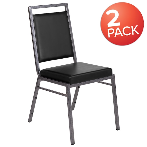 Flash Furniture Black Vinyl Banquet Chair, PK2 - 2-FD-LUX-SIL-BK-V-GG