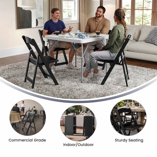 Flash Furniture Black Resin Folding Chair - 2-LE-L-1-BLACK-GG