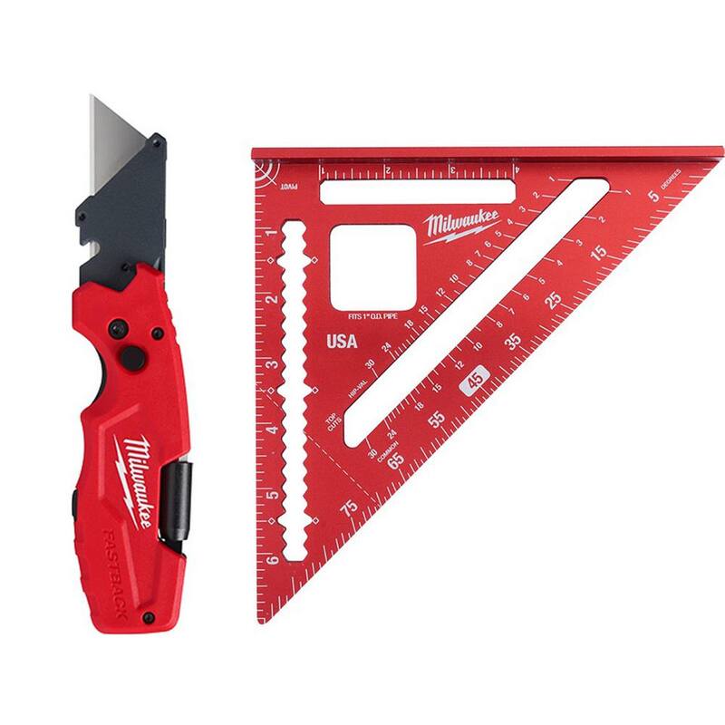 Milwaukee FASTBACK 6-in-1 Folding Utility Knife with General Purpose Blade and 7 in. Rafter Square - 48-22-1505-MLSQ070