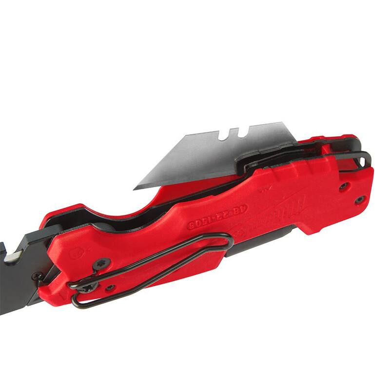 Milwaukee FASTBACK 6-in-1 Folding Utility Knife with General Purpose Blade and 7 in. Rafter Square - 48-22-1505-MLSQ070