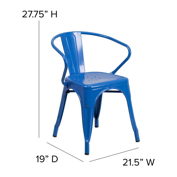 Flash Furniture Contemporary Chair, Blue Back, 21-1/2 in W 19" L 27-3/4" H, Integrated - CH-31270-BL-GG