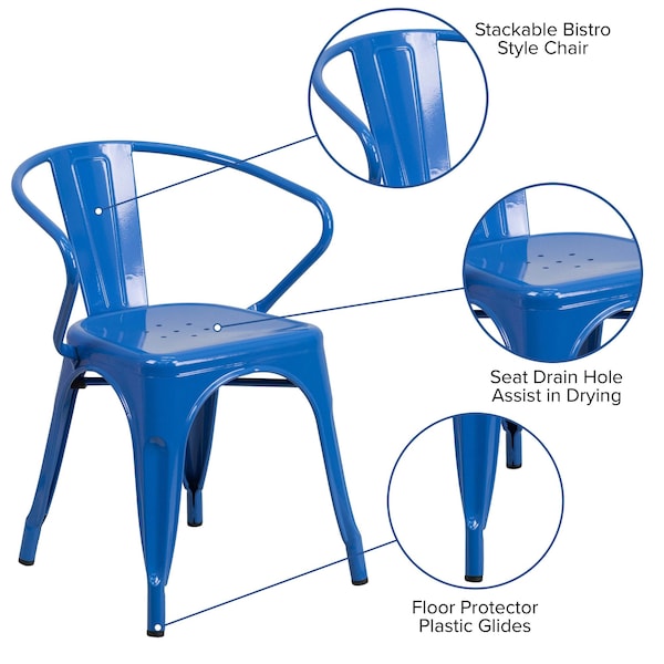 Flash Furniture Contemporary Chair, Blue Back, 21-1/2 in W 19" L 27-3/4" H, Integrated - CH-31270-BL-GG