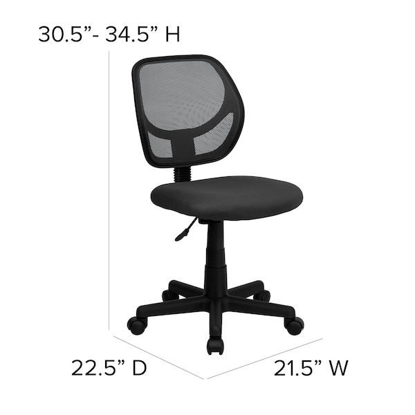 Flash Furniture Mesh Task Chair, 15-1/2" to 19-1/2", Gray - WA-3074-GY-GG