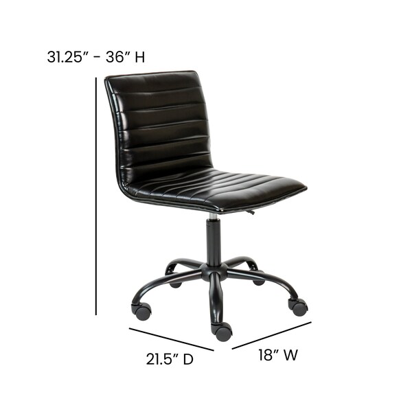 Flash Furniture Low Back Designer Armless Black Swivel Task Chair - DS-512B-BK-BK-GG