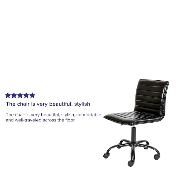 Flash Furniture Low Back Designer Armless Black Swivel Task Chair - DS-512B-BK-BK-GG