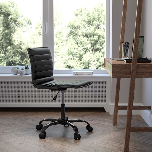 Flash Furniture Low Back Designer Armless Black Swivel Task Chair - DS-512B-BK-BK-GG