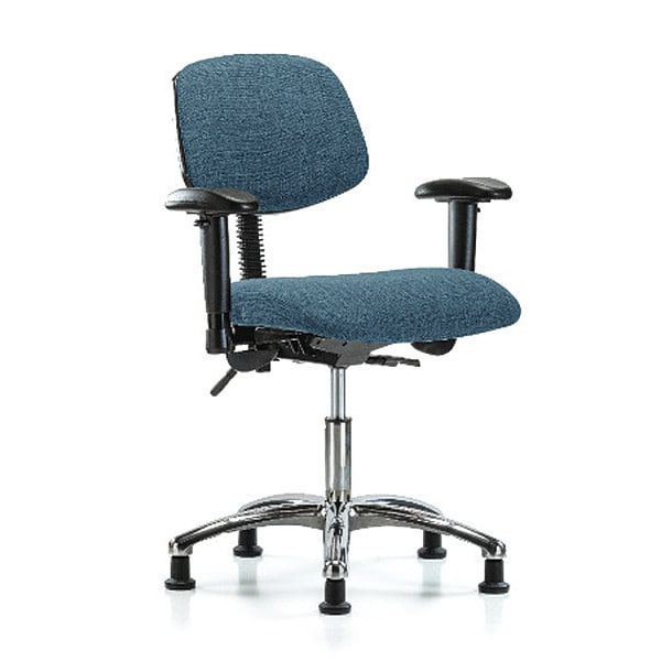 Blue Ridge Ergonomics Desk Chair Desk Chair, Fabric, Chr Tilt AA Glides, Blu, Adjustable Arms, 19" to 24" Height, Fabric - BR-FDHCH-CR-T1-A1-RG-F43