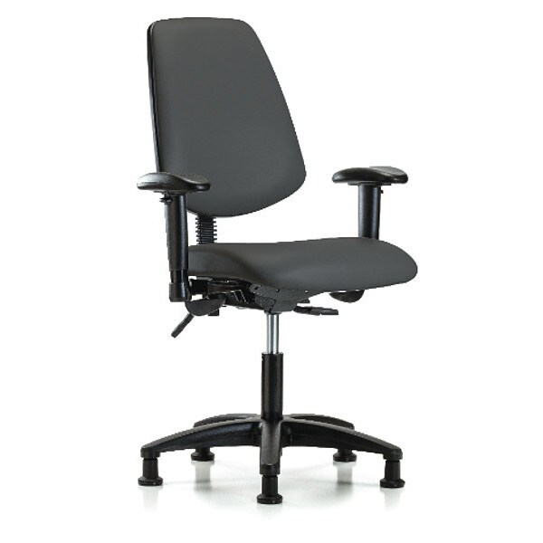 Blue Ridge Ergonomics Desk Chair Adjustable Arms, 18" to 23" Height, Vinyl, Charcoal - BR-VDHCH-MB-RG-T1-A1-RG-8605