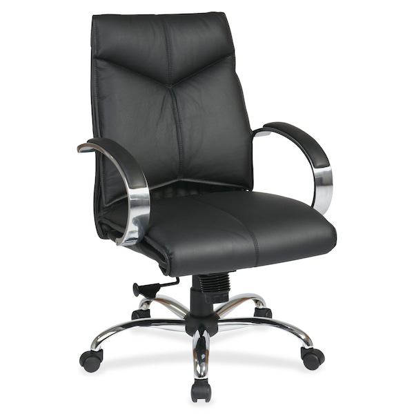 Office Star Exec Chair, Leather, Black, 16-19" Seat Ht, Overall Height: 37-3/4" - 8201