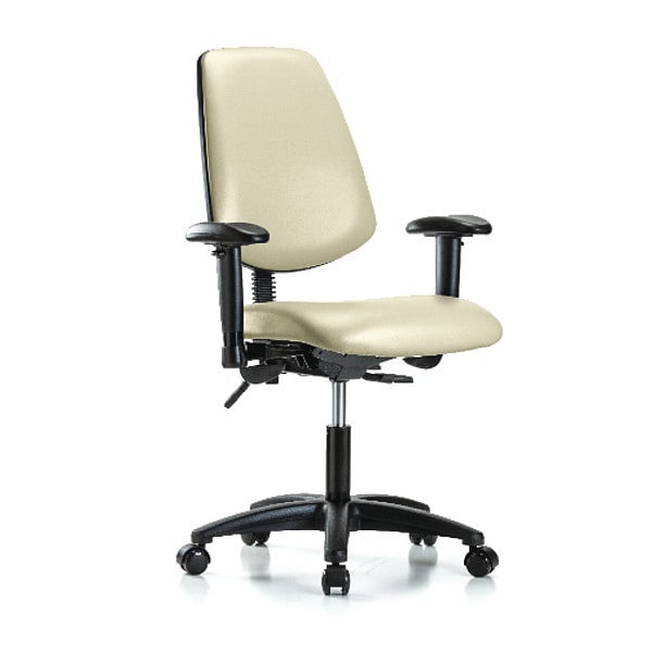 Blue Ridge Ergonomics Desk Chair Adjustable Arms, 18" to 23" Height, Vinyl, Adobe White - BR-VDHCH-MB-RG-T0-A1-RC-8501