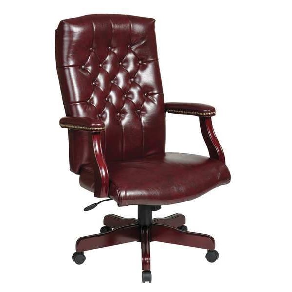 Office Star Executive Chair, Vinyl, Brown, 17" Seat Ht - TEX232-JT4