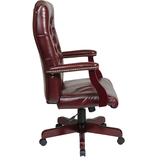 Office Star Executive Chair, Vinyl, Brown, 17" Seat Ht - TEX232-JT4