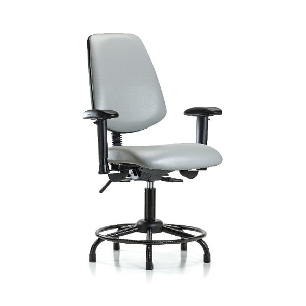Blue Ridge Ergonomics Medium Bench Chair Adjustable Arms, 22" to 29" Height, Vinyl, Dove - BR-VMBCH-MB-RT-T0-A1-RG-8567