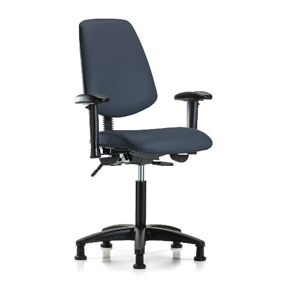 Blue Ridge Ergonomics Medium Bench Chair Adjustable Arms, 22" to 29" Height, Vinyl, Imperial Blue - BR-VMBCH-MB-RG-T0-A1-NF-RG-8582