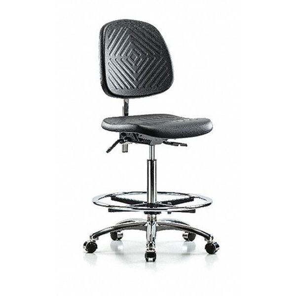 Zoro Select Clean Room Chair Ergonomic Chair, No Arms, 24-1/2" to 34-3/4" Height, Polyurethane, Black - BR-NCR-PHBCH-MB-CR-T0-A0-CF-CC-BLK