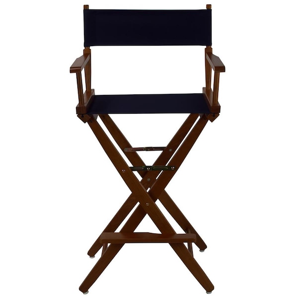 American Trail 206-34-032-10 30 in. Extra-Wide Premium Directors Chair, Oak Frame with Navy Color Cover - 206-34/032-10