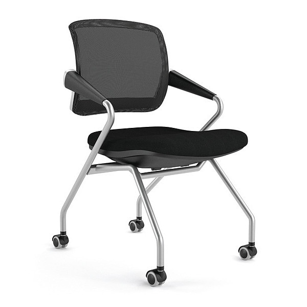 Mayline Mid-Back Chair Valore Mid Back Chair, Black, Package Quantity 2, Loop Arms, 18-1/2" Height, Fabric - TSM2BB