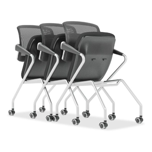 Mayline Mid-Back Chair Valore Mid Back Chair, Black, Package Quantity 2, Loop Arms, 18-1/2" Height, Fabric - TSM2BB