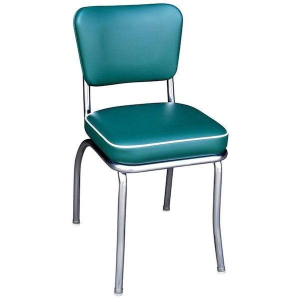 Richardson Seating Corp Richardson Seating Corp 4210GRN 4210 Diner Chair -Green- with 2 in. Box Seat -  Chrome - Green - 4210GRN