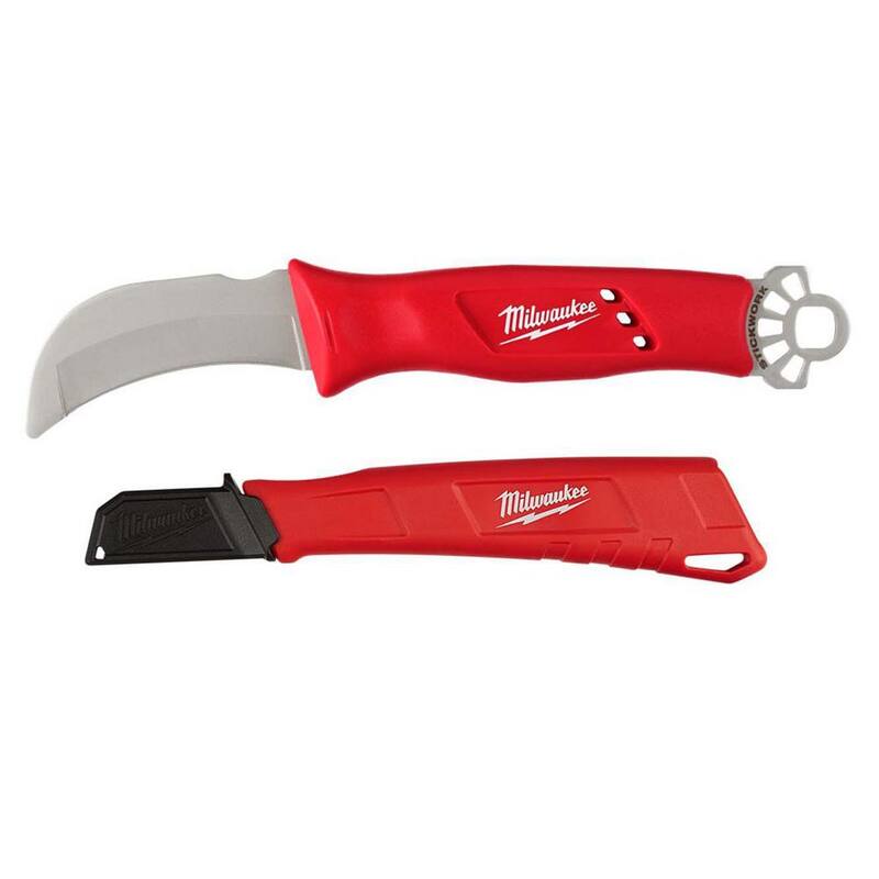 Milwaukee Lineman's Blunt Tip Hawkbill 3 .5 in. Knife w/STICKWORK 3 - In-1 Ring and Lineman's Underground 3 in. Fixed Blade Knife - 48-22-1923-48-22-1929