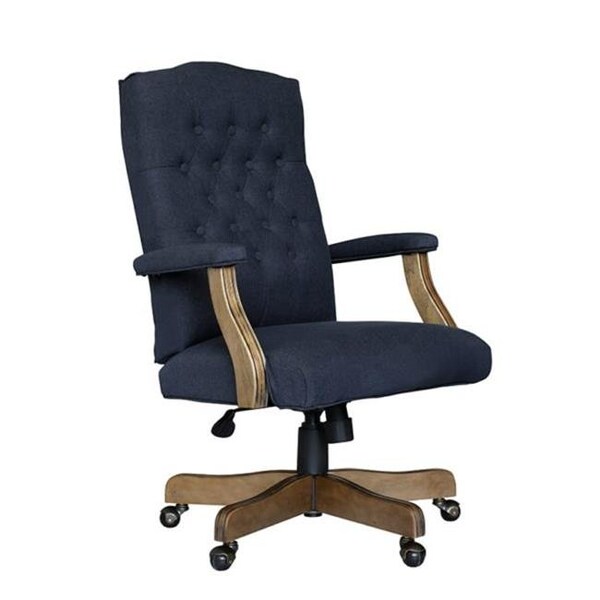 Boss Office Products Boss Office Products B905DW-NV Executive Navy Commercial Grade Linen Chair with Driftwood Finish Frame; Denim Blue - B905DW-NV