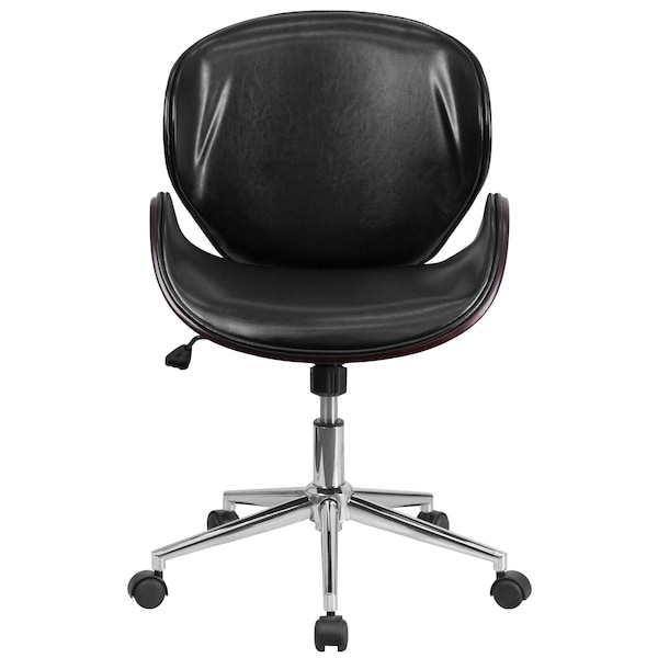 Flash Furniture Contemporary Conference Office Chair, Black Back, 21-1/2 in W 26" L 32" H, Leather Seat - SD-SDM-2240-5-MAH-BK-GG