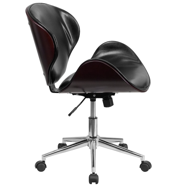 Flash Furniture Contemporary Conference Office Chair, Black Back, 21-1/2 in W 26" L 32" H, Leather Seat - SD-SDM-2240-5-MAH-BK-GG