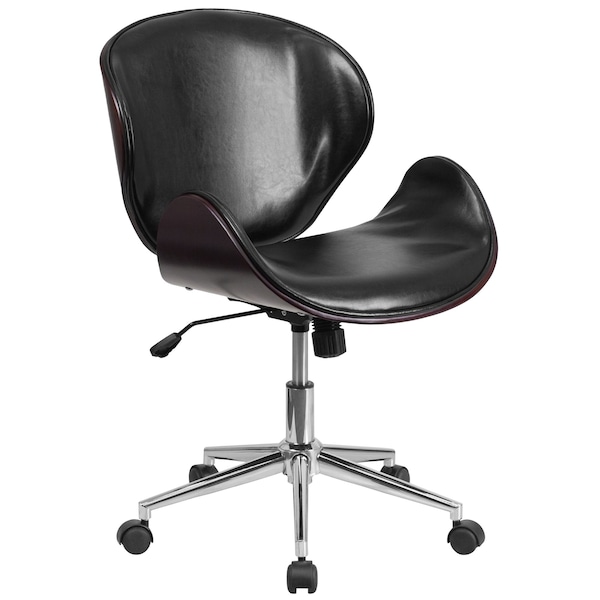 Flash Furniture Contemporary Conference Office Chair, Black Back, 21-1/2 in W 26" L 32" H, Leather Seat - SD-SDM-2240-5-MAH-BK-GG
