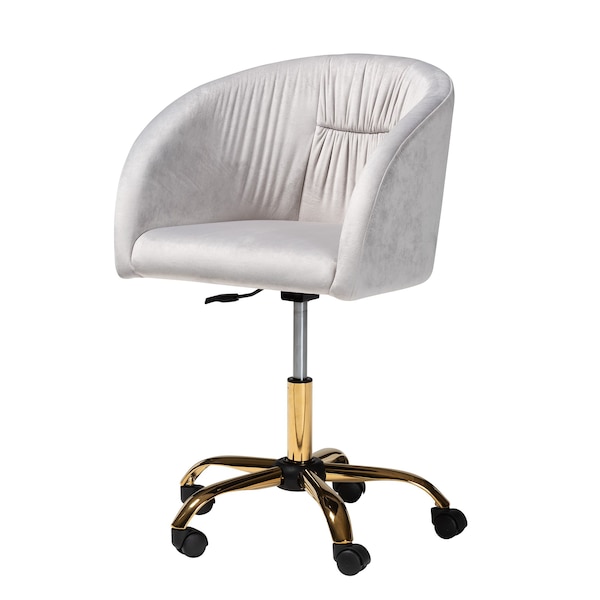 Baxton Studio Ravenna Contemporary Glam and Luxe Grey Velvet Fabric and Gold Metal Swivel Office Chair - 220-11972-ZORO