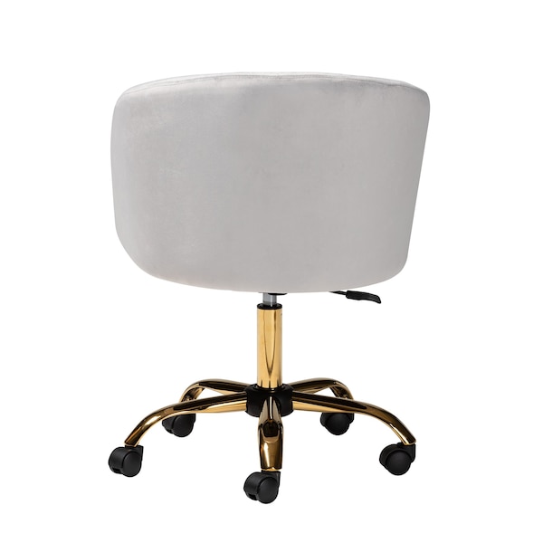 Baxton Studio Ravenna Contemporary Glam and Luxe Grey Velvet Fabric and Gold Metal Swivel Office Chair - 220-11972-ZORO