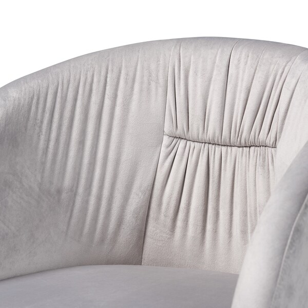 Baxton Studio Ravenna Contemporary Glam and Luxe Grey Velvet Fabric and Gold Metal Swivel Office Chair - 220-11972-ZORO