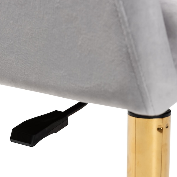 Baxton Studio Ravenna Contemporary Glam and Luxe Grey Velvet Fabric and Gold Metal Swivel Office Chair - 220-11972-ZORO