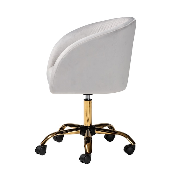 Baxton Studio Ravenna Contemporary Glam and Luxe Grey Velvet Fabric and Gold Metal Swivel Office Chair - 220-11972-ZORO