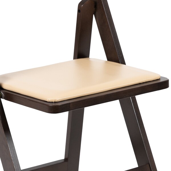 Flash Furniture HERCULES Series Chocolate Wood Folding Chair with Vinyl Padded Seat - XF-2903-CHOC-WOOD-GG