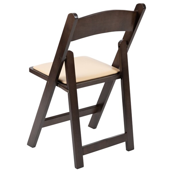 Flash Furniture HERCULES Series Chocolate Wood Folding Chair with Vinyl Padded Seat - XF-2903-CHOC-WOOD-GG