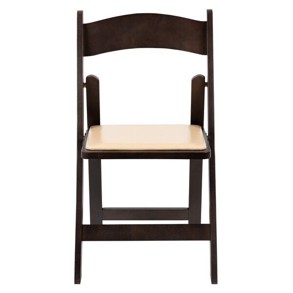 Flash Furniture HERCULES Series Chocolate Wood Folding Chair with Vinyl Padded Seat - XF-2903-CHOC-WOOD-GG