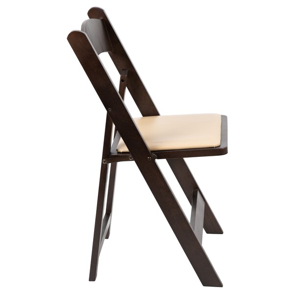 Flash Furniture HERCULES Series Chocolate Wood Folding Chair with Vinyl Padded Seat - XF-2903-CHOC-WOOD-GG