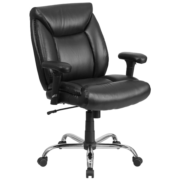 Flash Furniture Hercules Task Office Chair, Black Seat, Black Back, 29 in W 29" L 42-3/4" H, Adjustable Padded - GO-2073-LEA-GG