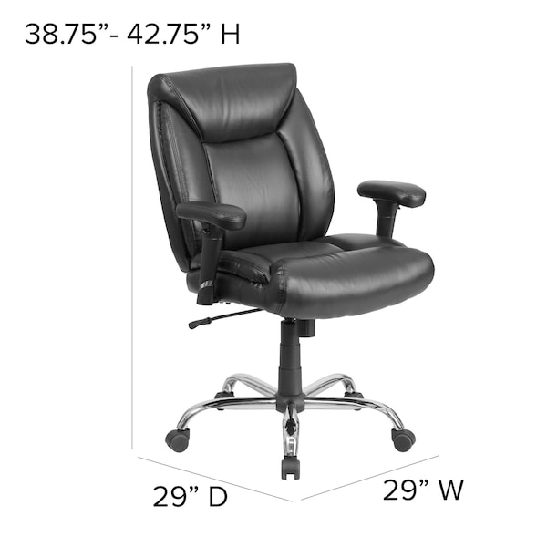 Flash Furniture Hercules Task Office Chair, Black Seat, Black Back, 29 in W 29" L 42-3/4" H, Adjustable Padded - GO-2073-LEA-GG