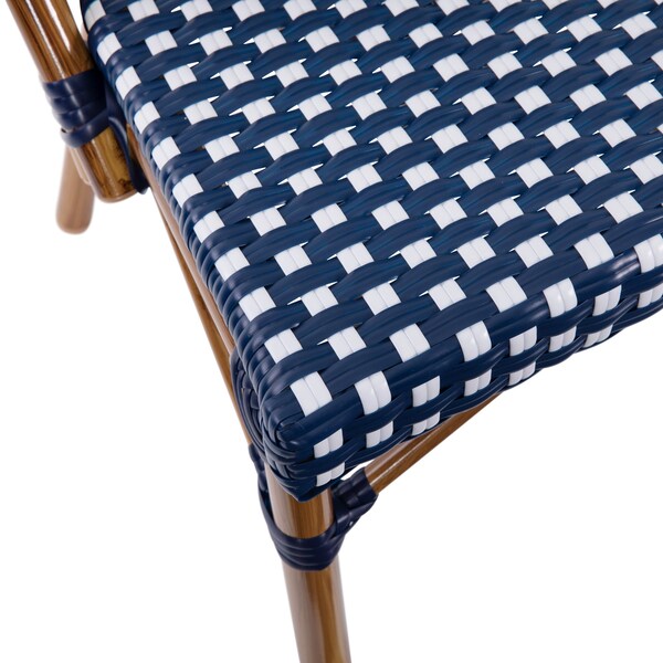 Flash Furniture Navy/White PE Rattan Stacking Paris Chair, 2PK - 2-SDA-AD642001-NVYWH-NAT-GG