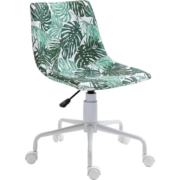 Isl Furnishings InterSpaceLiving Print Desk Chair Banana Leaf Vinyl/White - CH41DC-VL21-PC04