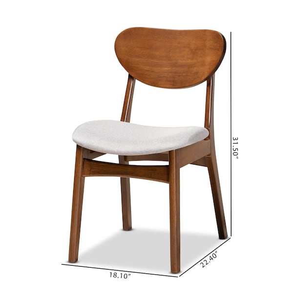 Baxton Studio Katya Mid-Century Modern Grey Fabric and Walnut Brown Finished Wood 2-Piece Dining Chair Set - 183-11635-ZORO