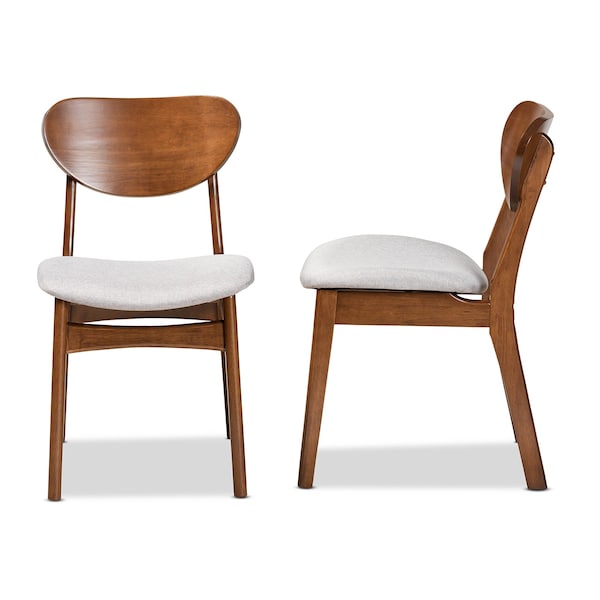 Baxton Studio Katya Mid-Century Modern Grey Fabric and Walnut Brown Finished Wood 2-Piece Dining Chair Set - 183-11635-ZORO